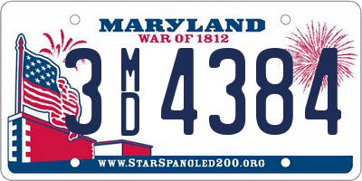 MD license plate 3MD4384