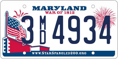 MD license plate 3MD4934