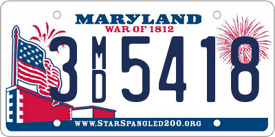 MD license plate 3MD5418