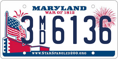 MD license plate 3MD6136