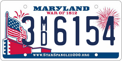 MD license plate 3MD6154