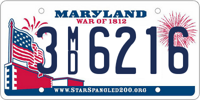 MD license plate 3MD6216