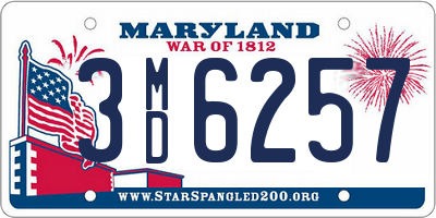 MD license plate 3MD6257