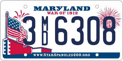 MD license plate 3MD6308