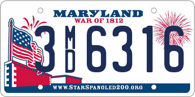 MD license plate 3MD6316