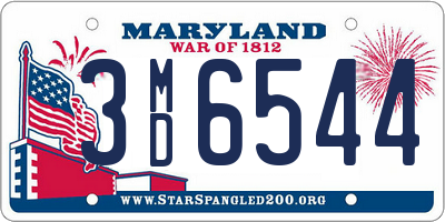 MD license plate 3MD6544