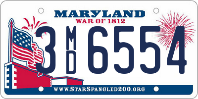 MD license plate 3MD6554