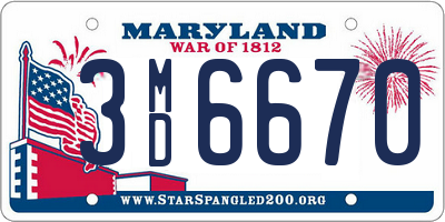MD license plate 3MD6670