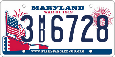 MD license plate 3MD6728