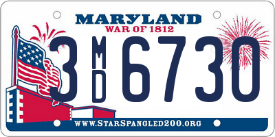 MD license plate 3MD6730