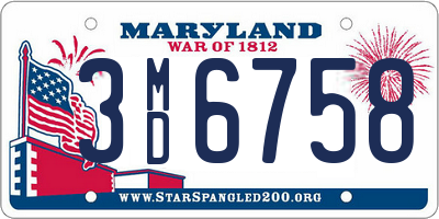 MD license plate 3MD6758