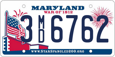 MD license plate 3MD6762