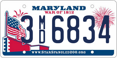 MD license plate 3MD6834