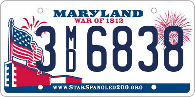 MD license plate 3MD6838