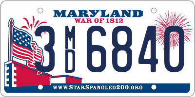 MD license plate 3MD6840