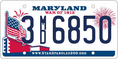 MD license plate 3MD6850