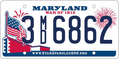 MD license plate 3MD6862