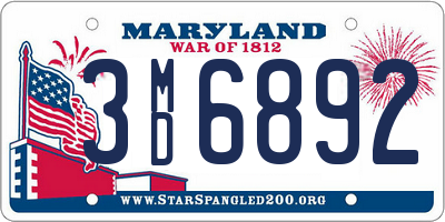 MD license plate 3MD6892