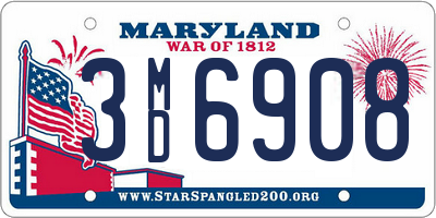 MD license plate 3MD6908