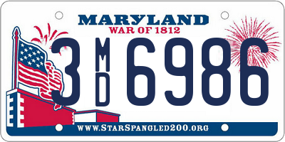 MD license plate 3MD6986