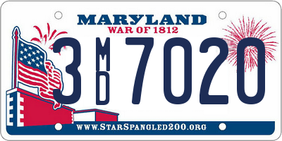 MD license plate 3MD7020