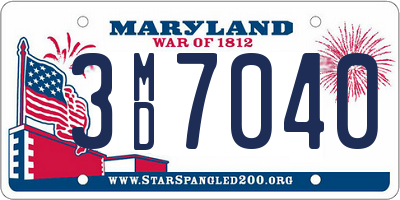 MD license plate 3MD7040