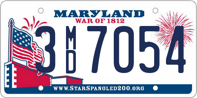 MD license plate 3MD7054