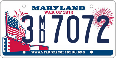 MD license plate 3MD7072