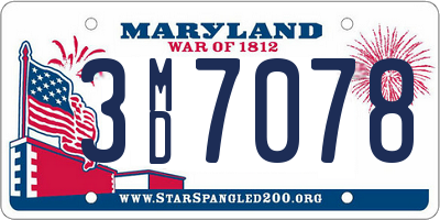 MD license plate 3MD7078