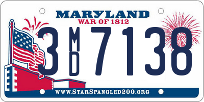 MD license plate 3MD7138