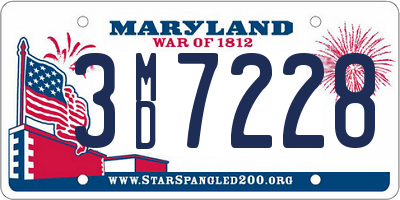 MD license plate 3MD7228