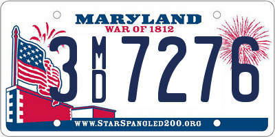 MD license plate 3MD7276