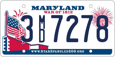 MD license plate 3MD7278