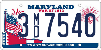 MD license plate 3MD7540