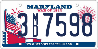 MD license plate 3MD7598