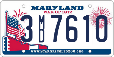 MD license plate 3MD7610