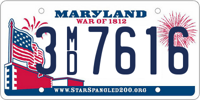 MD license plate 3MD7616