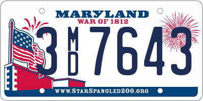 MD license plate 3MD7643