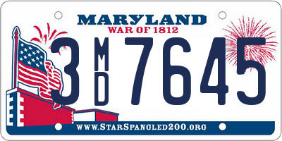 MD license plate 3MD7645