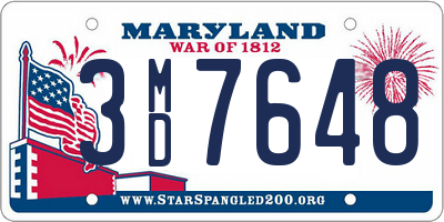 MD license plate 3MD7648