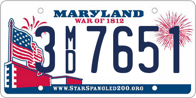 MD license plate 3MD7651