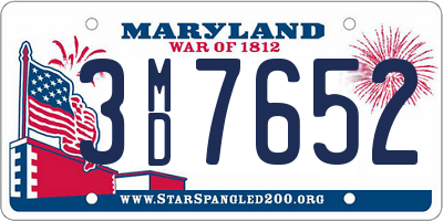 MD license plate 3MD7652