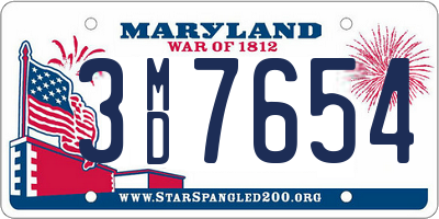 MD license plate 3MD7654