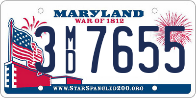 MD license plate 3MD7655