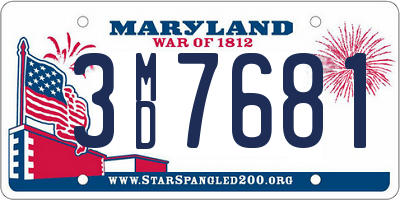 MD license plate 3MD7681