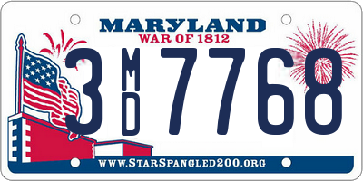 MD license plate 3MD7768