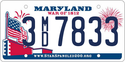 MD license plate 3MD7833
