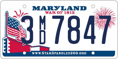 MD license plate 3MD7847