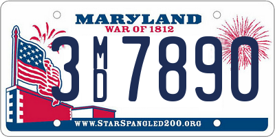 MD license plate 3MD7890