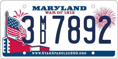 MD license plate 3MD7892